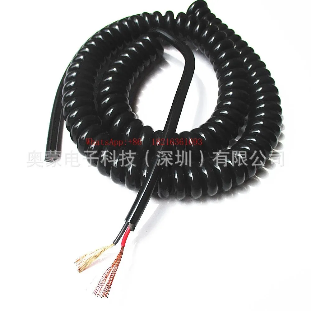 2-Core Telephone Spring Cable, Medical Physiotherapy Helix PU/TPU Cold Socket Special Cable Elastic Cable