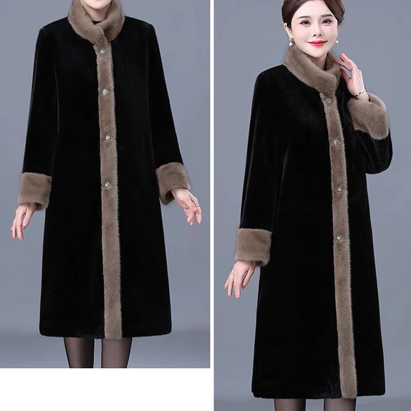 

Зимняя толстая высококачественная шуба из искусственного норкового меха, длинная стильная стильная женская шуба с благородным темпераментом