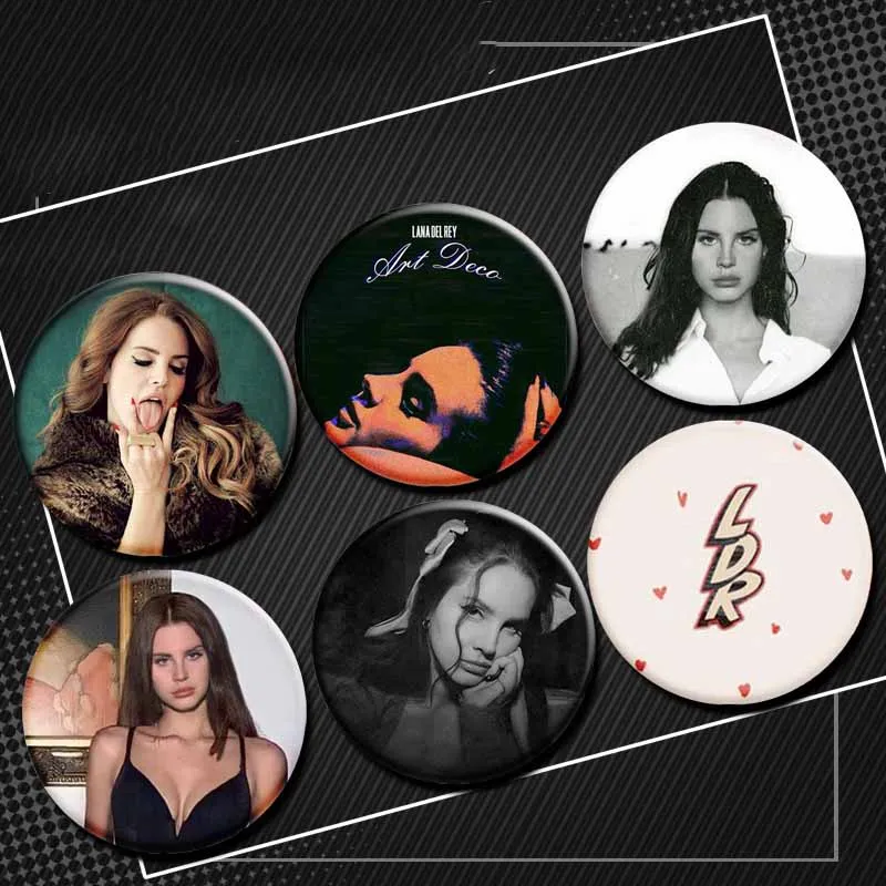 I Love Lana Button Pins Artistic Retro Photo Badge Pop Singer Lana Del Rey Round Brooch for Backpack Accessories Fans Collect