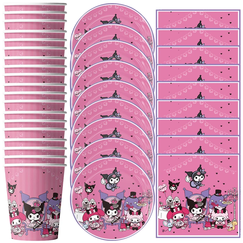 

60pcs/lot Kids Girls Favors Guluomi Theme Cups Dishes Happy Birthday Party Baby Shower Plates Decorate Napkins Tableware Set