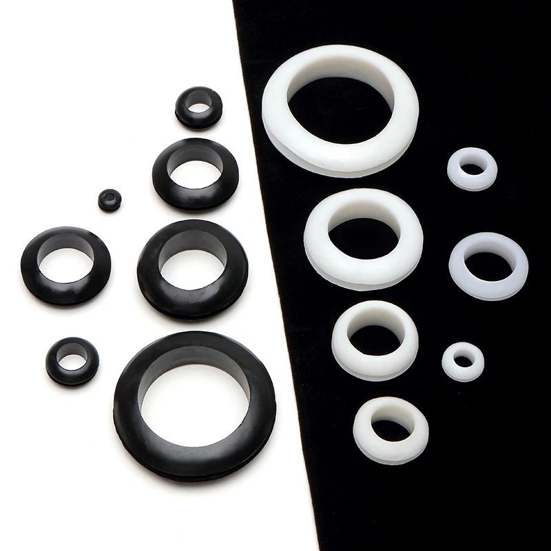 Black White Rubber Two-sided Grommet Seal Ring O-ring Sealing Cap Hole Plug For Protection Power Distribution Box Wire Cable