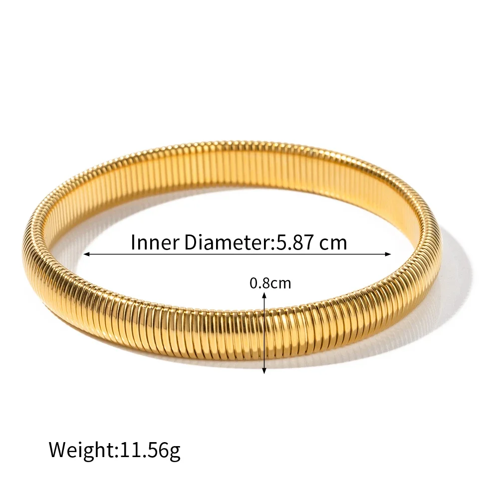 Edelstahl Textur Flex Schlangenkette Manschettenarmband 18 Karat vergoldet breites Armband Armreif Modeschmuck Frauen Geschenke – Detail 8