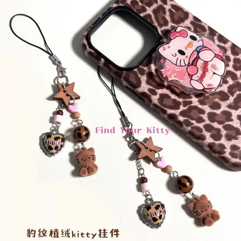 Kawaii olá kitty corrente do telefone móvel sanrio dos desenhos animados reunindo kt gato estrela pingente chaveiro anime saco periférico decoração presentes