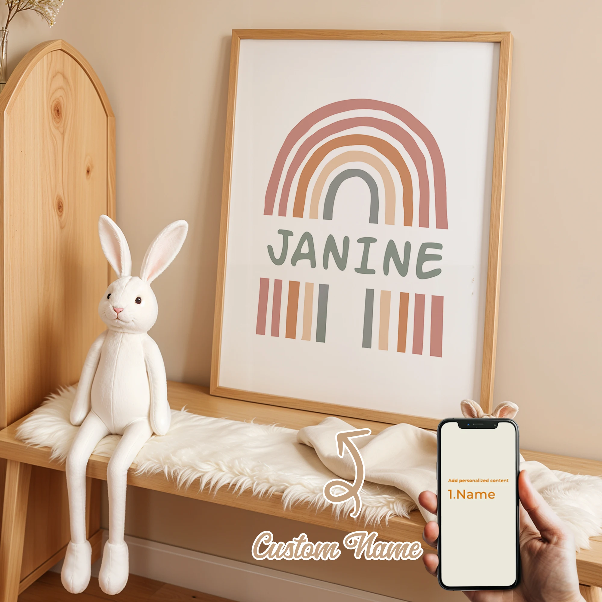 

Personalized Custom Name Cartoon Rainbow Wall Art Print Picture Canvas Poster Painting For Living Room Kids Room Home Decor