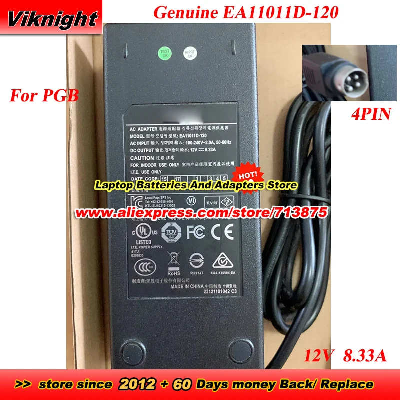 

​Genuine PGB EA11011D-120 12V 8.33A AC Adapter 4PIN for Synology DS415+ DS416 DS418 DS418Play DS420 DS916+ DS918+ DS920+ DS923+