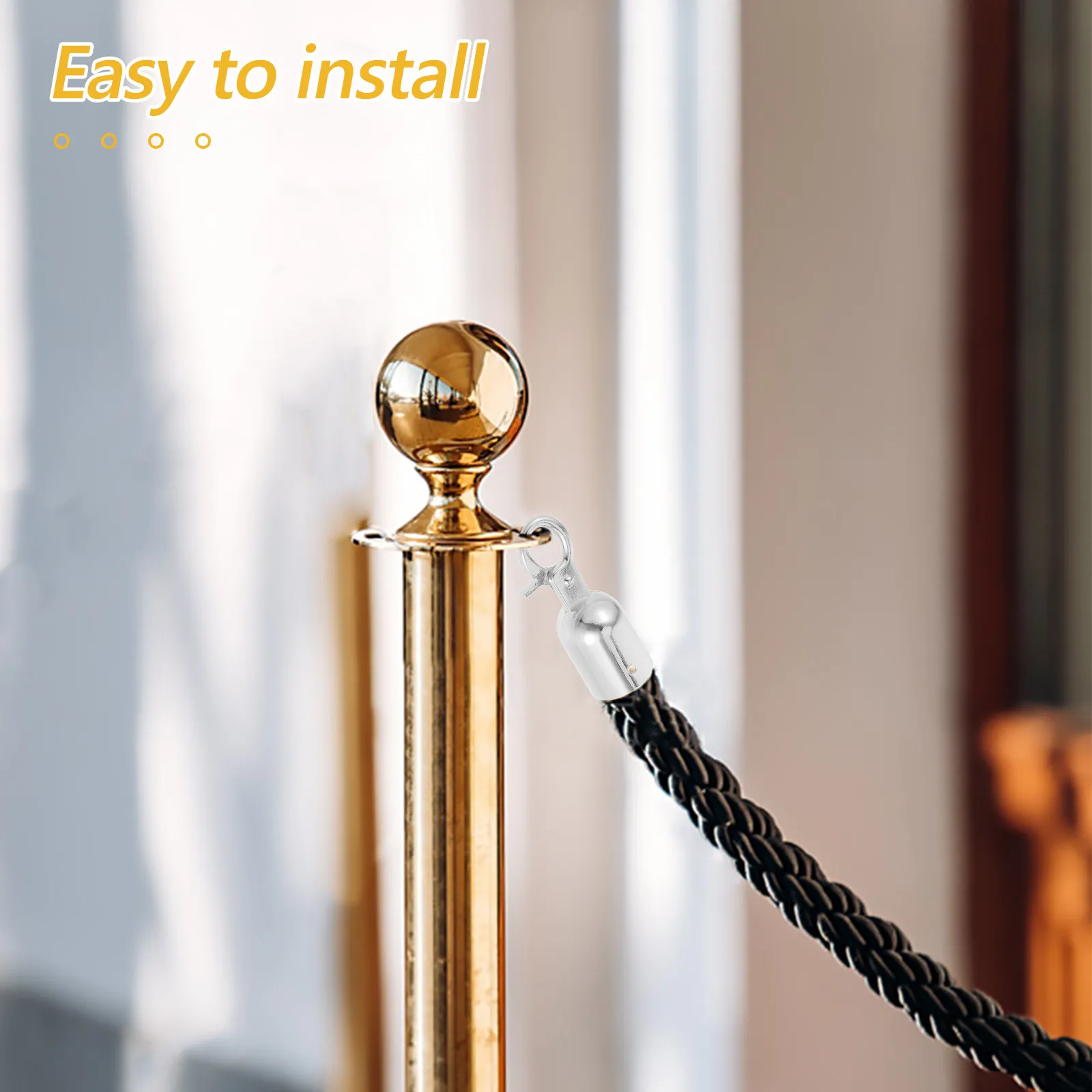 2Pcs Crowd Control Rope End Caps Sturdy Metal Rope Stoppers Handrail Cord Locks Queue Barrier Fittings Cord Stopper