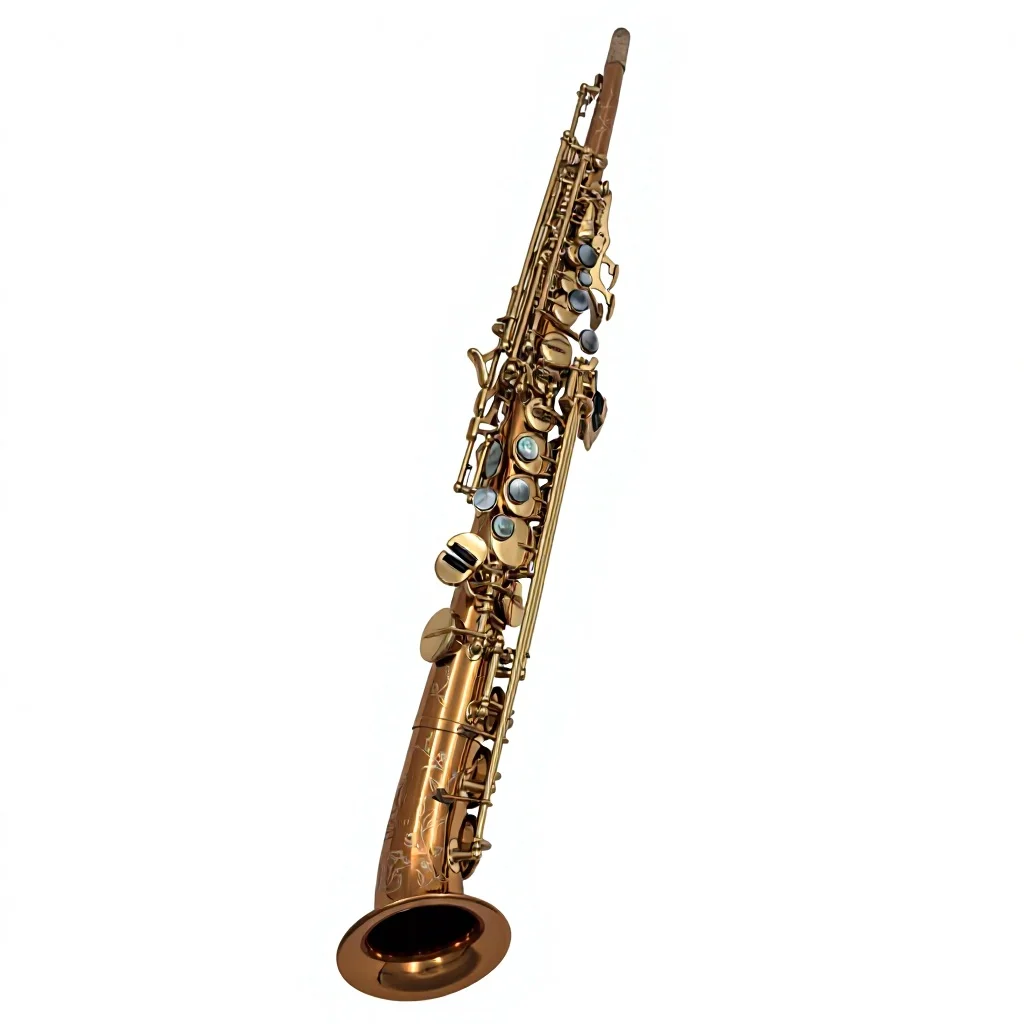 Bb Bronze Body Soprano Saxophone Deep Gold Lacquer Two Necks High G Key Wind Instrument with Case