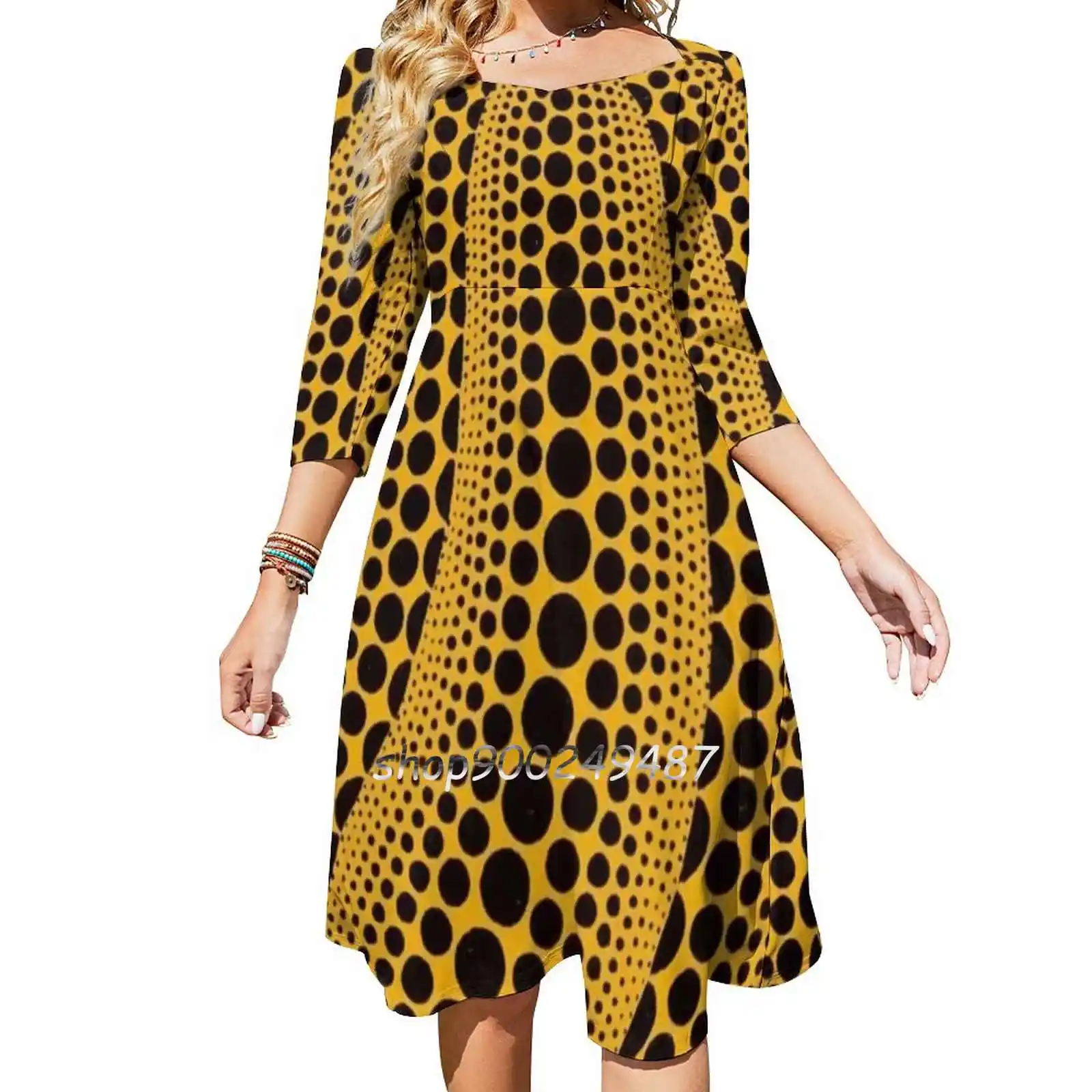 

Yayoi Kusama-My Life With Pumpkins Evening Party Dresses Midi Sexy Dress Female Sweet One Piece Dress Korean Aesthetic Classic