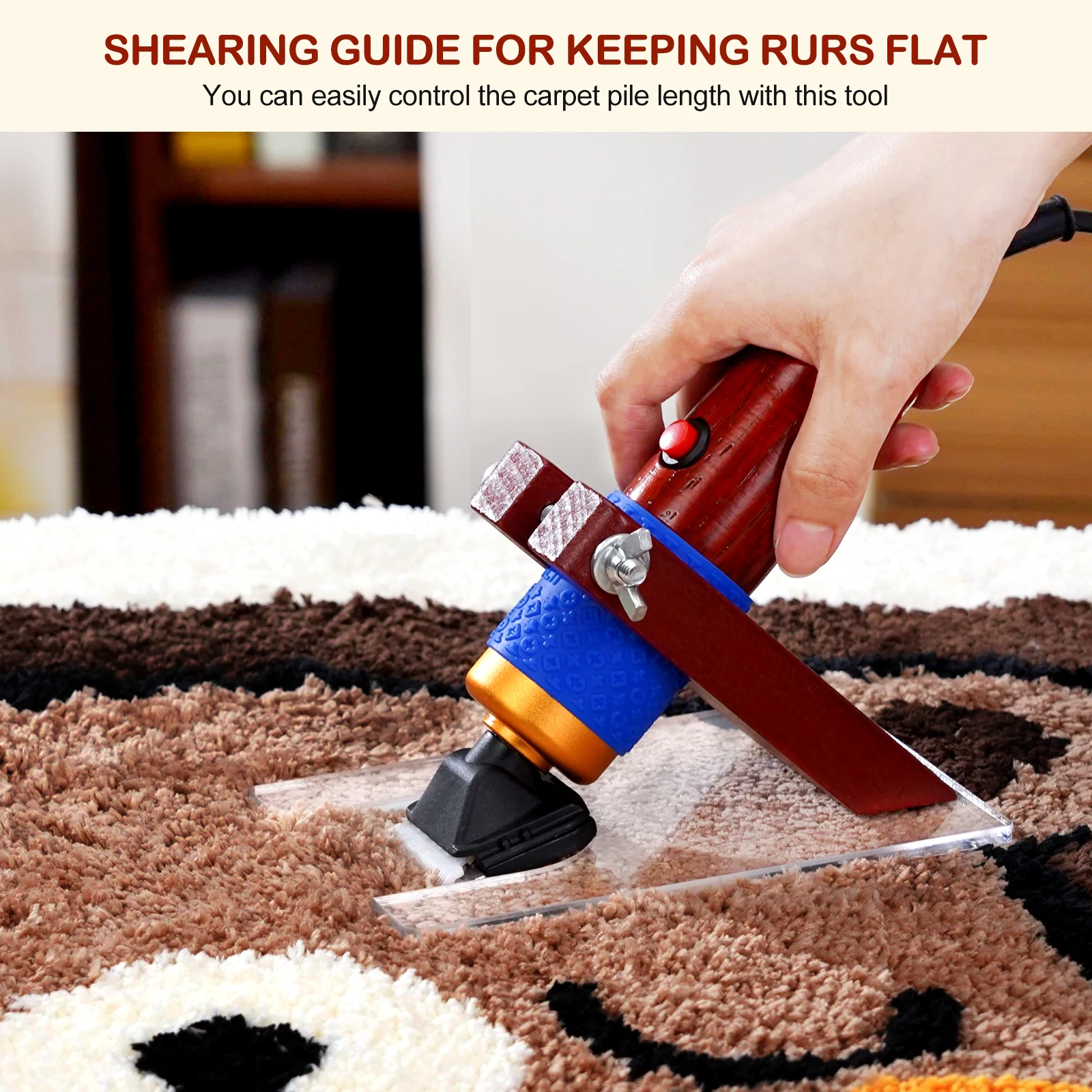 Electric Carpet Trimmer With Shearing Guide Stand Base DIY Tufting Gun Scissors Speed Adjustable Pet Clippers Hair Cutter