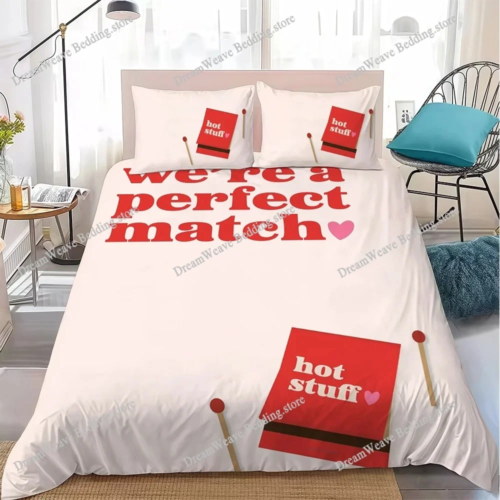 LOVE You're My Perfect Match Duvet Cover Set Home Style Bedding Soft Laundry Cotton Bed Student Dormitory Gift