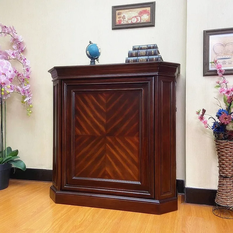 wood wine cabinet Large-capacity storage cabinet revolving door three doors wine rack for Living room bedroom kitchen Household