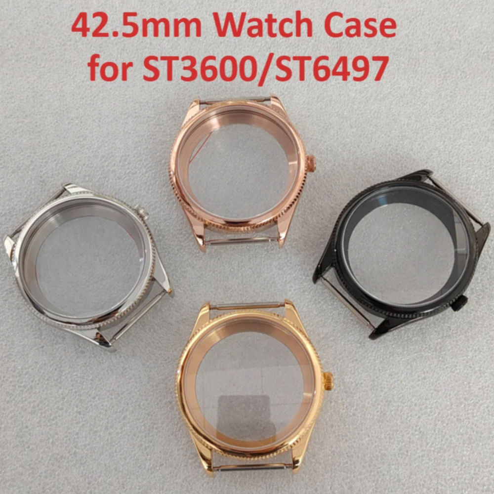 

42.5mm Watch Case Stainless Steel Polished Big Size Case for ST3600/ST6497 Manual Mechanical Movement Watch Parts for 37mm Dial