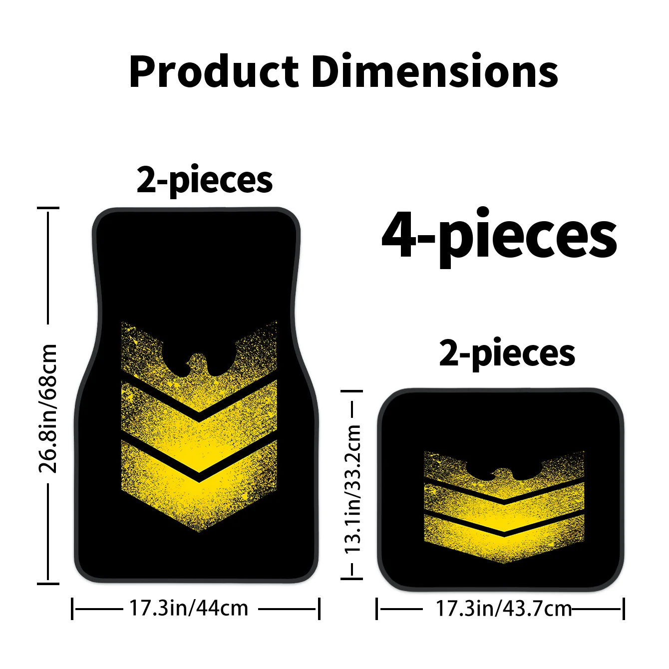 4pcs Set High-End Yellow Stripe Logo Printed Car Floor Mats | Easy To Clean, Decorative And Protective Accessories For Driving P