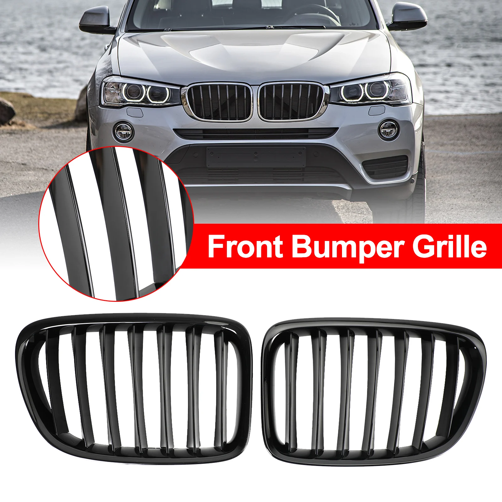 

Artudatech Gloss Black Front Hood Kidney Grill Grille Fit for BMW X1 E84 2009-2014 SUV
