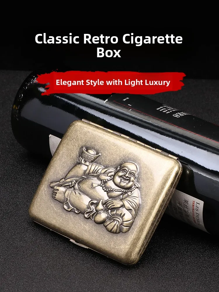 

Металлическая винтажная сигаретница Futeng, 20 штук, мужская портативная противоударная защитная коробка для сигарет, персонализированная, с рельефным рисунком