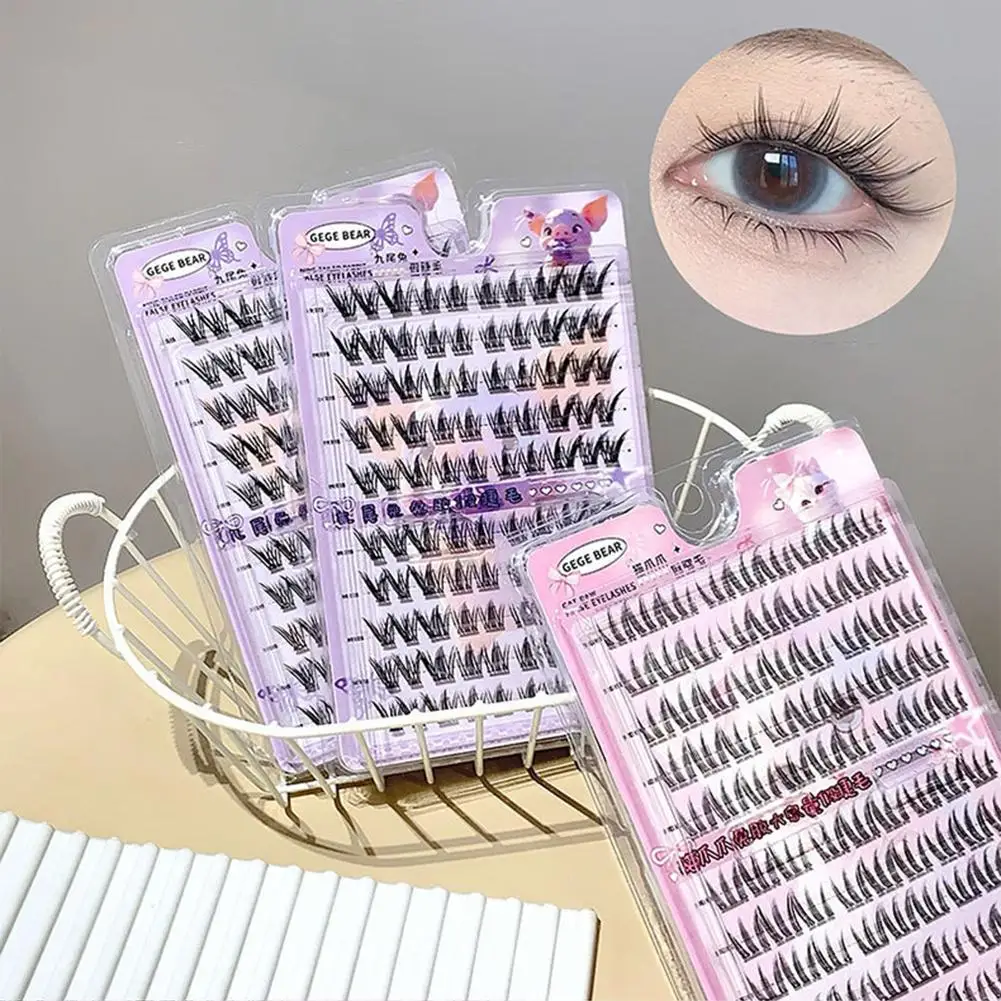 10 rows Little Devil Manga False Eyelash Extenstions Natural C Curling Degrees Soft Wispy Individual Eyelashes For Beginners