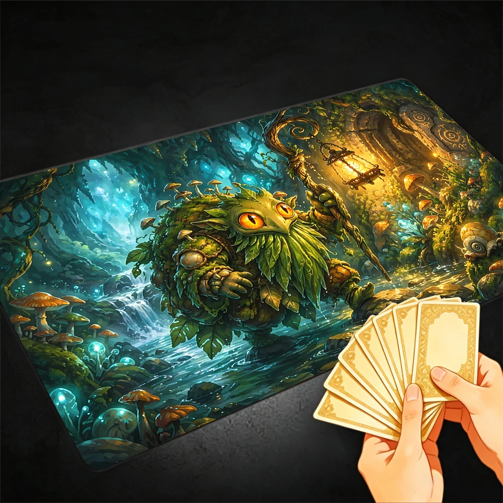 Forest Spirit TCG Playmat Magic Playmat Gathering Gaming Mat with Stitched Edge Anti-slip base 60X35cm Trading Card Game
