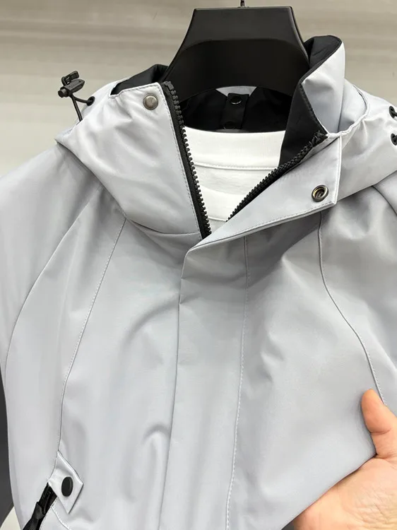 

Мужская демисезонная куртка: ветрозащитная, водонепроницаемая, повседневная, свободного кроя, с капюшоном, универсальная, тонкая