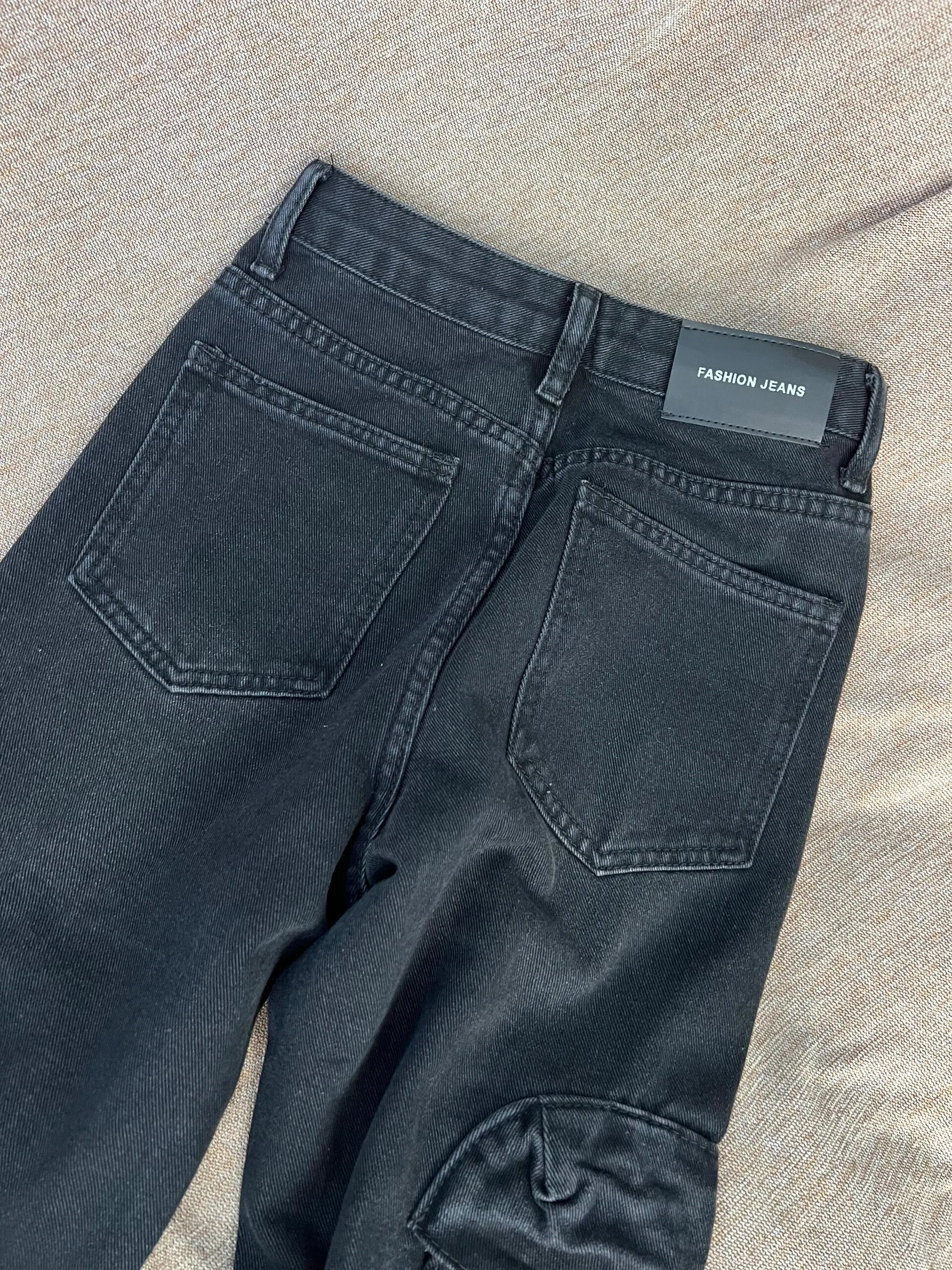 Pantalones vaqueros de mezclilla Bla de pierna recta de cintura alta, ropa de trabajo informal Retro americana Sle para mujer con múltiples kets, diseño adelgazante