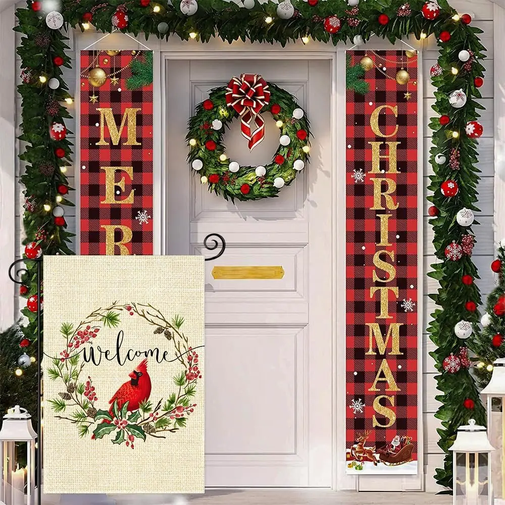 Cardinal Winter Christmas Garden Flags,Best Choice Welcome Peeps Garden Flag,Small Double Sided 12x18 Inch for Winter Outdoor Ya