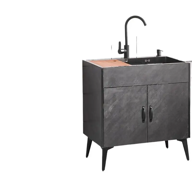 

Kitchen wash basin integrated cabinet stainless steel household simple floor cabinet