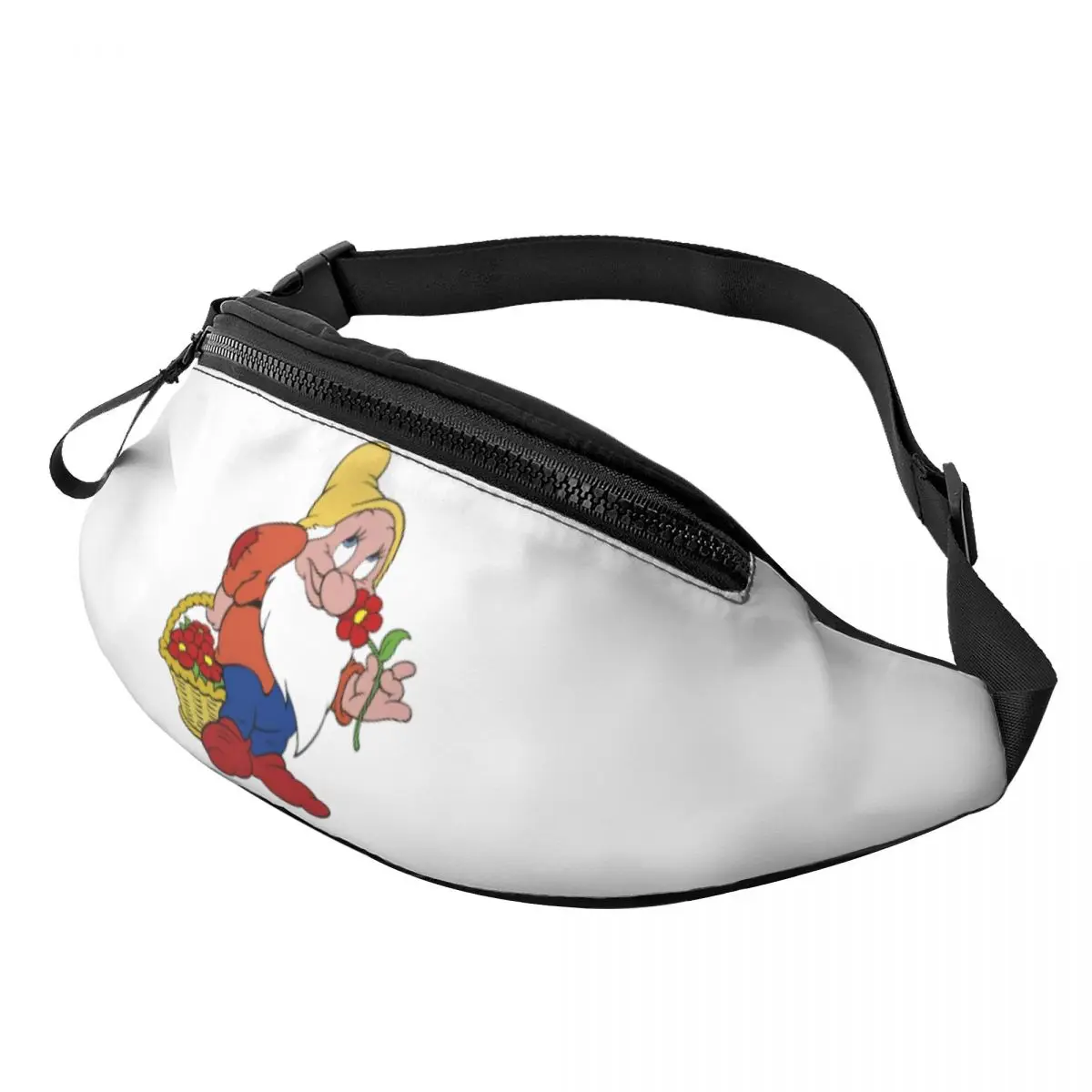 

Custom Snow White And The Seven Dwarfs Fanny Pack for Women Men Cool Cartoon Crossbody Waist Bag Travel Hiking Phone Money Pouch