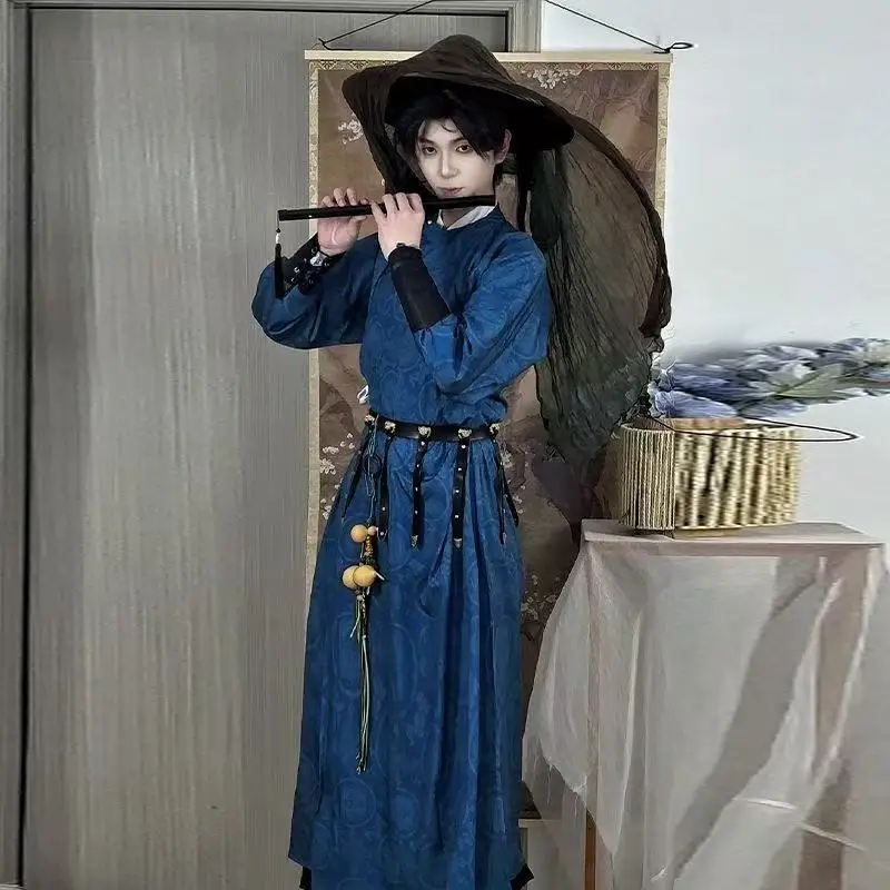 Youthful Sense Hanfu Boys Traditional Tang Dynasty Round Neck Robe Cool Halloween Swordsman Cosplay Clothing Street Outfits view 2