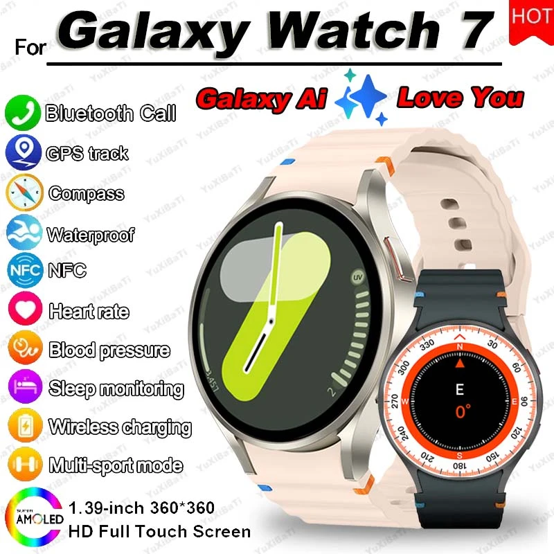 2024 New Galaxy Ultra 7 Smart Watch Men AMOLED Screen Multi-Function Sports Fitness Tracker Health Women smart watch For Samsung