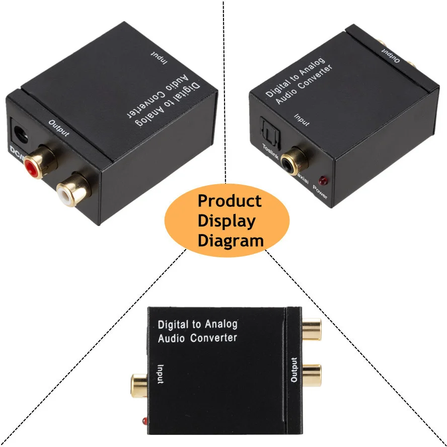 Convertidor de Audio DAC Digital a analógico, salida RCA R/L, Audio estéreo Digital óptico SPDIF Coaxial a analógico DAC USB