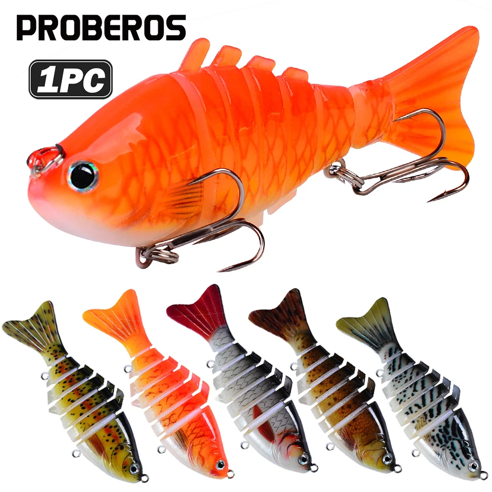 Proberos 1 Stück Angelköder Mehrteiliger Swimbait Langsam Sinkender Bionischer Kunstköder für Süß- und Salzwasser Forelle Barsch
