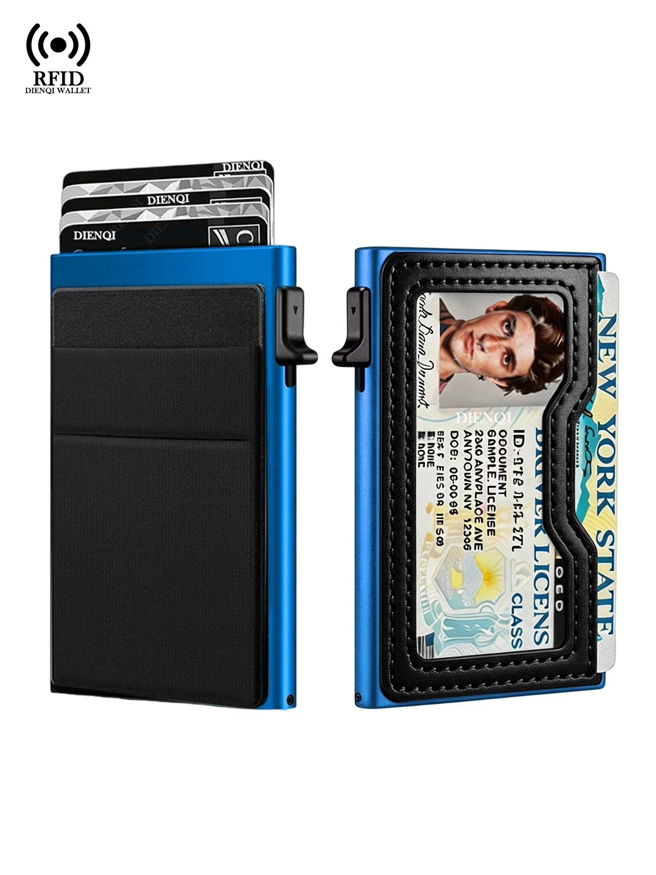 Geldbeutel Kartenetui Geldklammer Schlanker Minimalistischer Pop-Up-Kartenhalter RFID-Smart-Wallets ID-Fenster Mini-Taschen Luxus-Geldbörse Herren – Detail 11