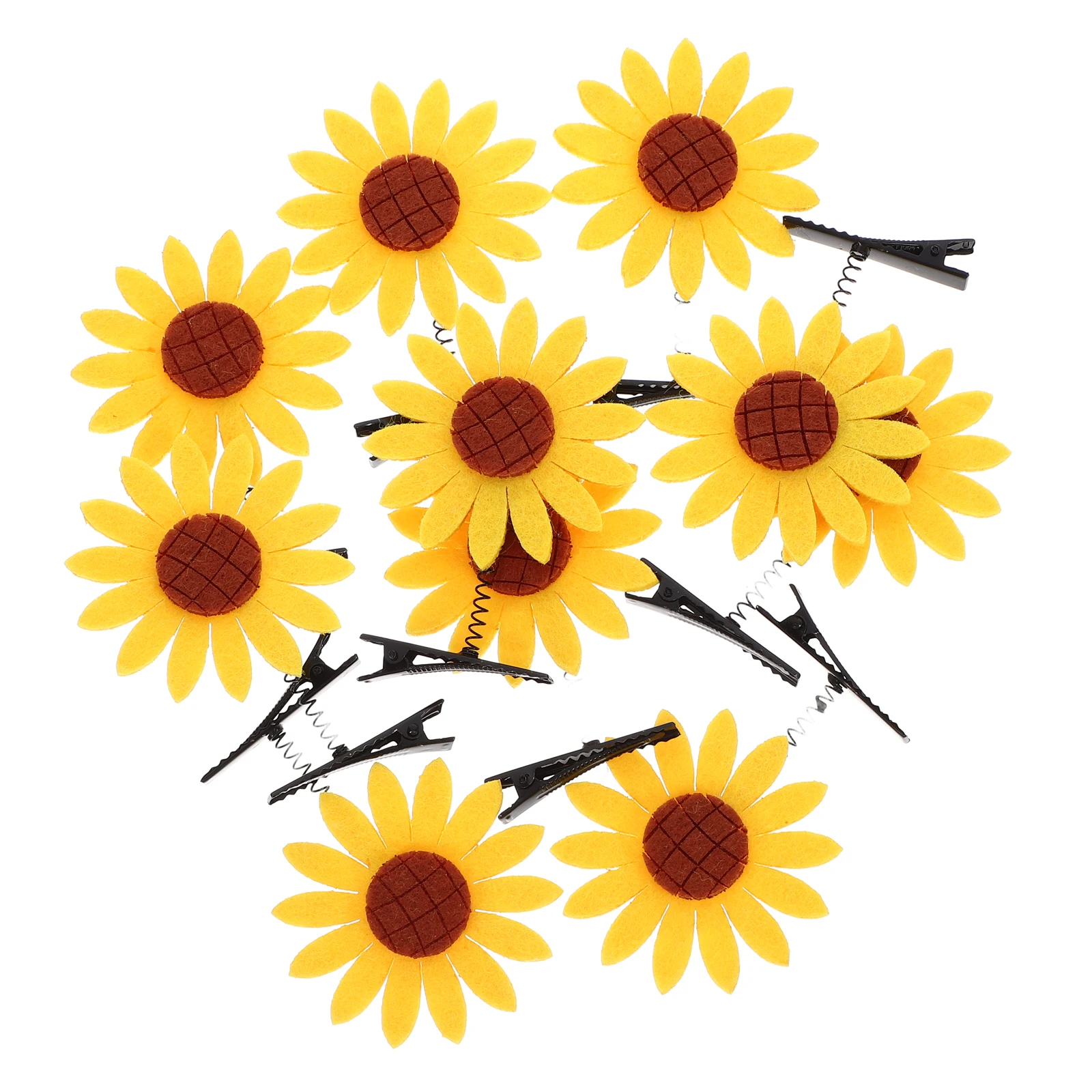 

10pcs Sunflower Hair Clips for Girls Yellow Color Cartoon Design Fashionable Accessories Cute Barrette Styling