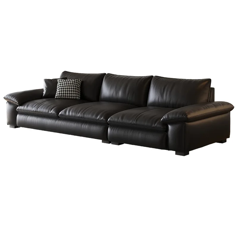 

The first layer of cowhide sofa, modern simple living room size apartment leather sofa