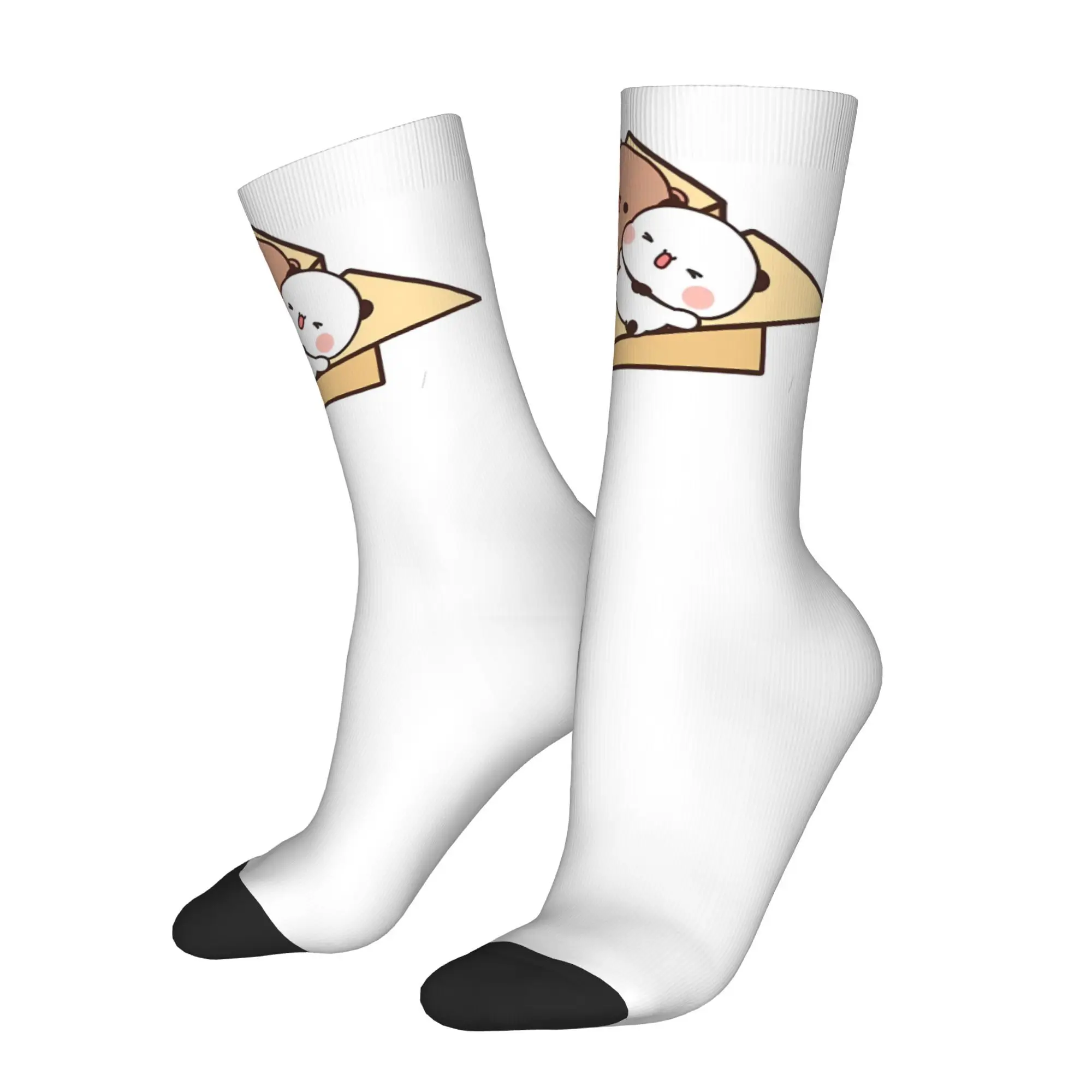 

Funny Happy Sock for Men Panda Bear And Brownie Harajuku Bubu Dudu Cartoon Pattern Printed Crew Sock Novelty Gift