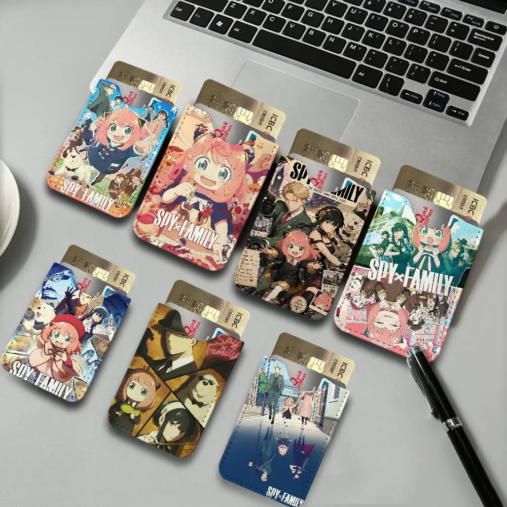 Anime Spy X Family Ultra-Thin Mini Leather Card Holder Wallets for Men Women Lightweight Soft Genuine Leather Credit Card
