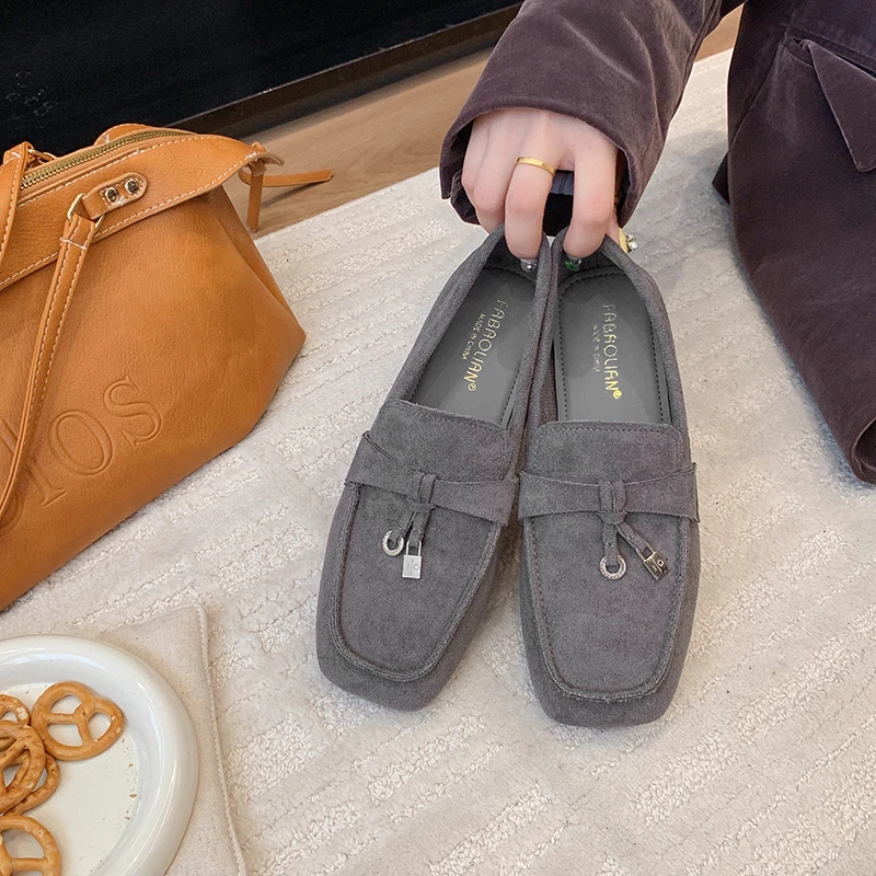 

Women's Loafers -Flat, Lazy Slip-on, Versatile, Soft-soled Bean Shoes, Suede Single Shoes,Best-selling, Wear-resistant, Low Heel