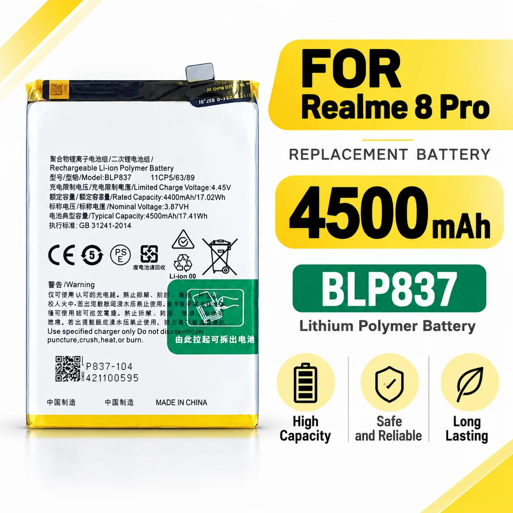 BLP837 4500mAh Replacement Li-ion Battery For OPPO Realme 8 Pro Mobile Phone Repair Part Rechargeable Battery Replacement