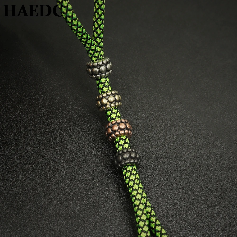 HAEDC 1pc Brass Spacer Bead Paracord Beads Vintage Pendant Keychain Pendant