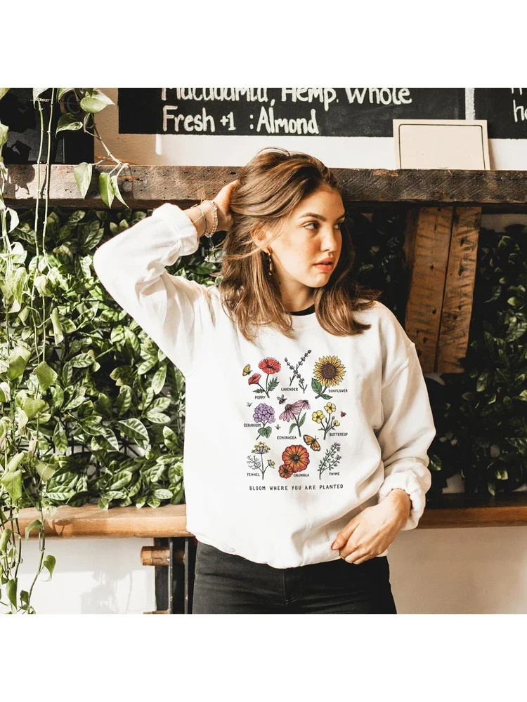 

Casual Graphic Flower Save The Plant Harajuku Tumblr Graphic Hoodies Bloom Where You Are Planted Sweatshirt Gift Jumper Tops