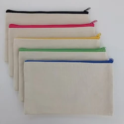 Canvas Zipper Bags for Painting, Pencil Case, School Craft, Stationery Supplies, Pen Bag, Maquiagem Cosmetic Pouch, DIY Painting, 10 Pcs