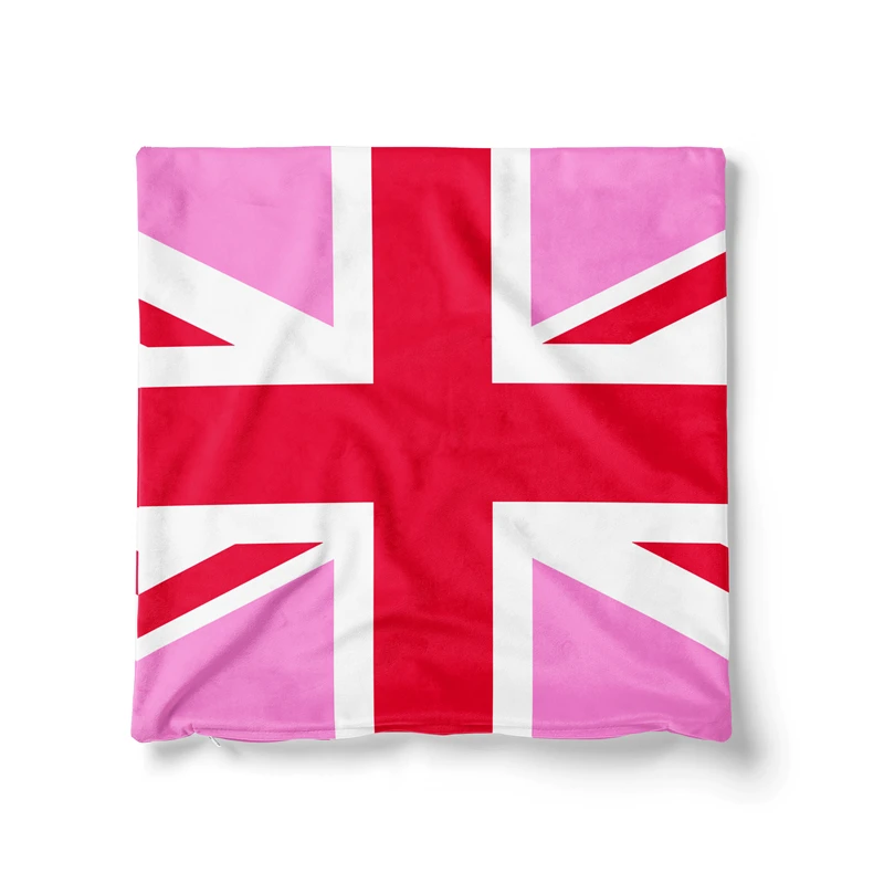 Gaslight Gatekeep Girlboss United Kingdom UK LGBT Pink Union Jack Throw Pillow Covers Cushion Cases Pillowcases 45cm x 45cm