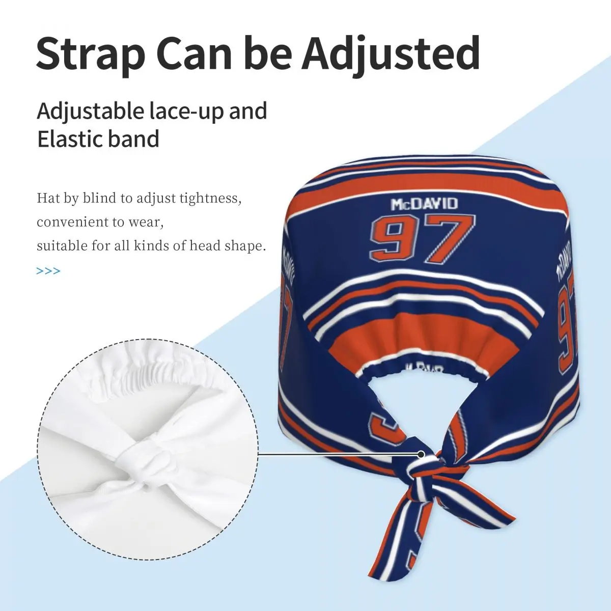 Edmonton Oilers Connor McDavid Home Jersey Funda trasera para teléfono Gorro exfoliante Gorro quirúrgico de trabajo para médico Gorros de enfermería para dentista