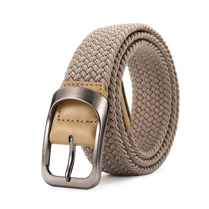 Canvas Elastic Belts for Men Women Fashion Metal Pin Buckle Braided Stretch Elastic Belt Casual Waist Leather Loop Jean Trousers