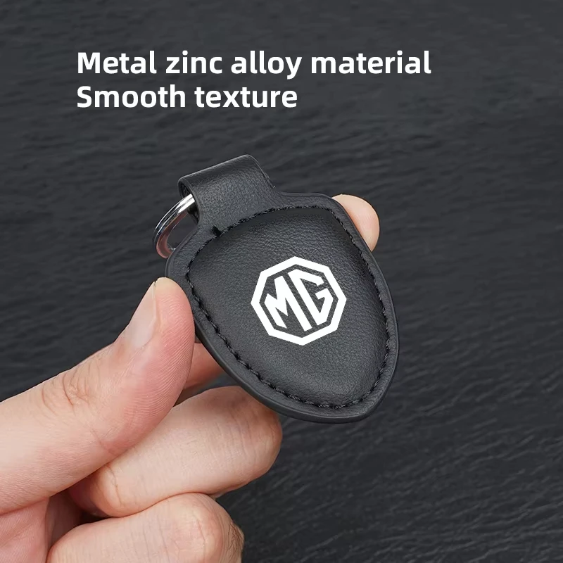 Fashion Shield Logo Leather Keychain For MG ZS MG4 EV MG5 MG HS
