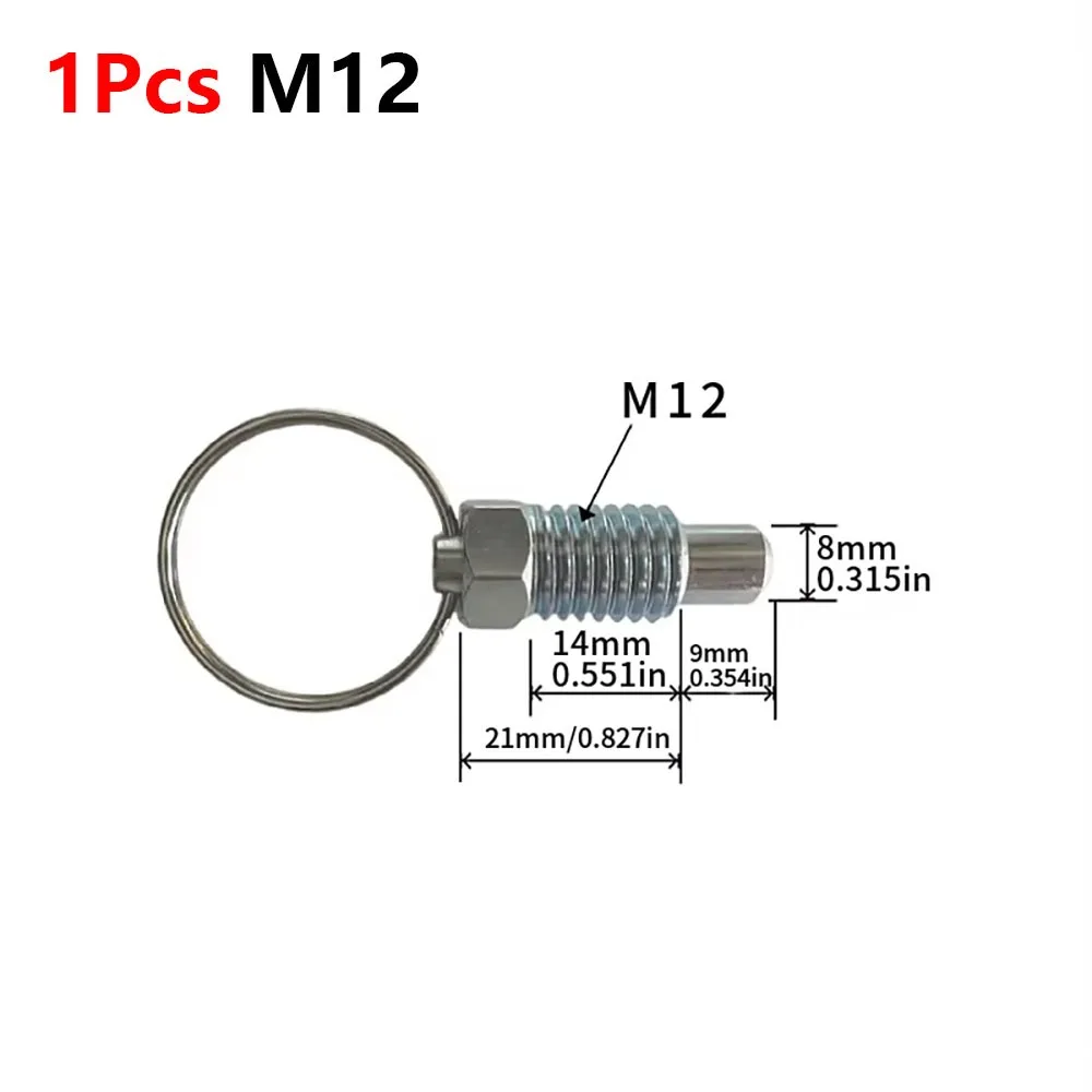 1Pcs M6 M8 M10 M12 Retractable Indexing Plunger Short Style Carbon Steel Pull Tab Lock Pin Blue Zinc Plated Locking Screw