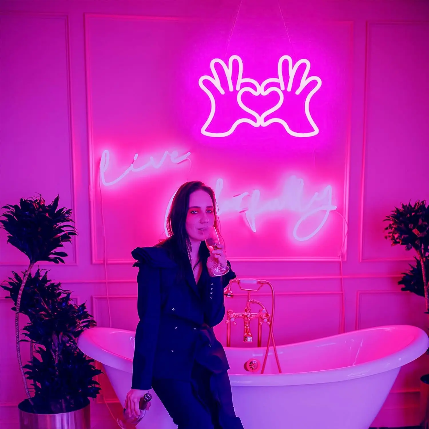Неоновая вывеска в форме сердца и рук, неоновая вывеска на палец, USB с регулируемой яркостью для комнаты, спальни, свадьбы, вечеринки, дня рождения, декор, подарки на день Святого Валентина