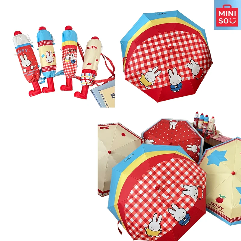 

Miniso Miffy Rabbit Umbrella Cute Red Boots Sun Rain Dual-Ultraviolet Folding Sun Protection and UV Sun Umbrella
