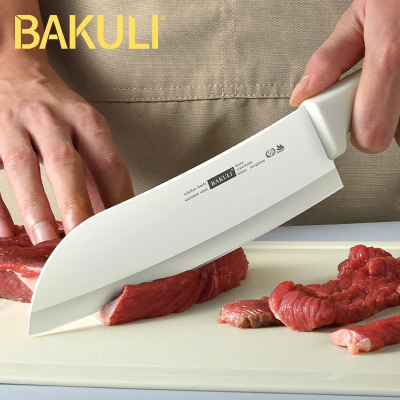 BAKULI-1/2pc Macaron Pure White Kitchen Knife Set Antioxidant Coating More Durable Kitchen Aesthetics Fruit Knife Meat Cutter