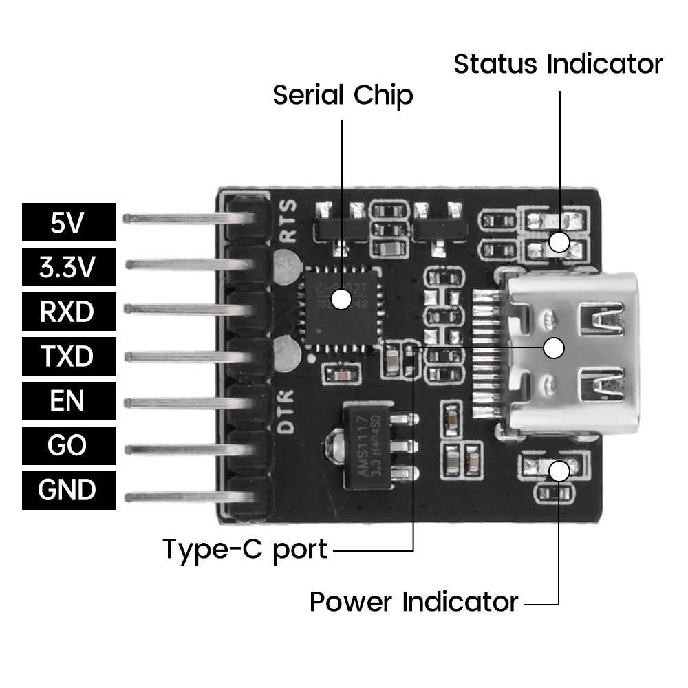 USB to UART/RS232/RS485 Serial Port Burning Downloader Module CH910F Driver Free For ESP32 TYPE-C Fast Transfer Speed 5V 3.3V