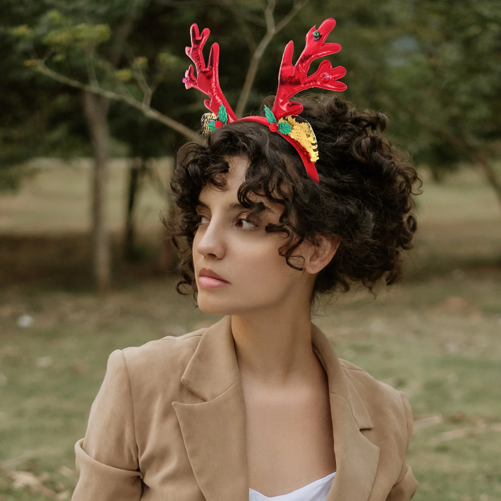 Bandeau de renne de vacances, 2 pièces, bandeau en bois éclairé, accessoire de fête de noël pour femmes et hommes, célébration Festive